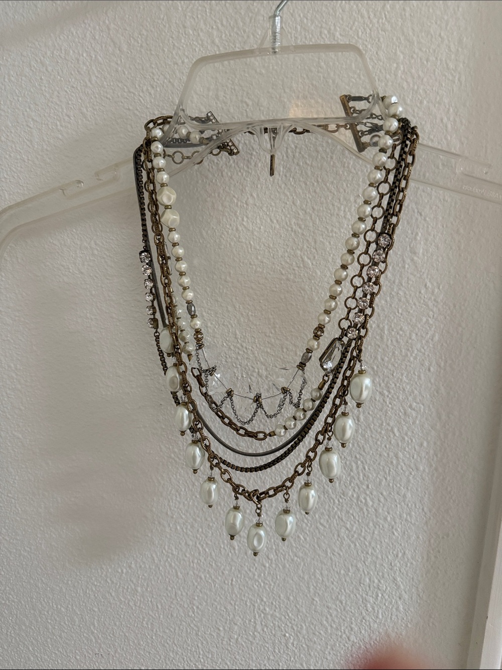 Silpada Multi-Strand Pearl and Mixed Metal Layered Necklace - White and Bronze